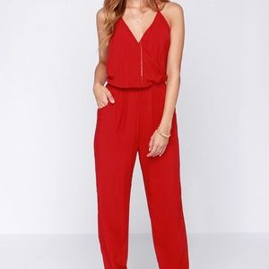 Lulu's Red Halter Jumpsuit